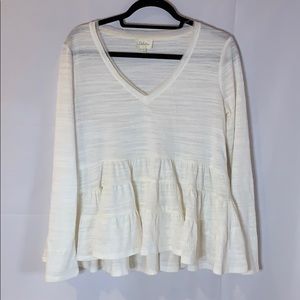 Anthropologie White Ruffle Blouse